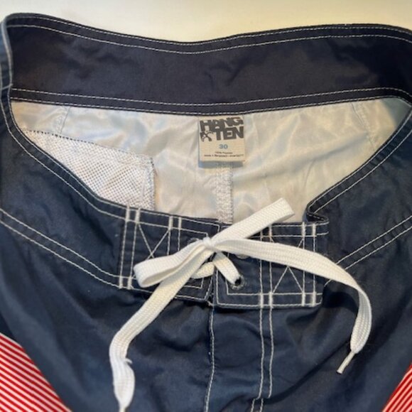 Hang Ten - Size 30 Men's Board Shorts - Red, White, Navy Swim Board Shorts - Picture 2 of 11